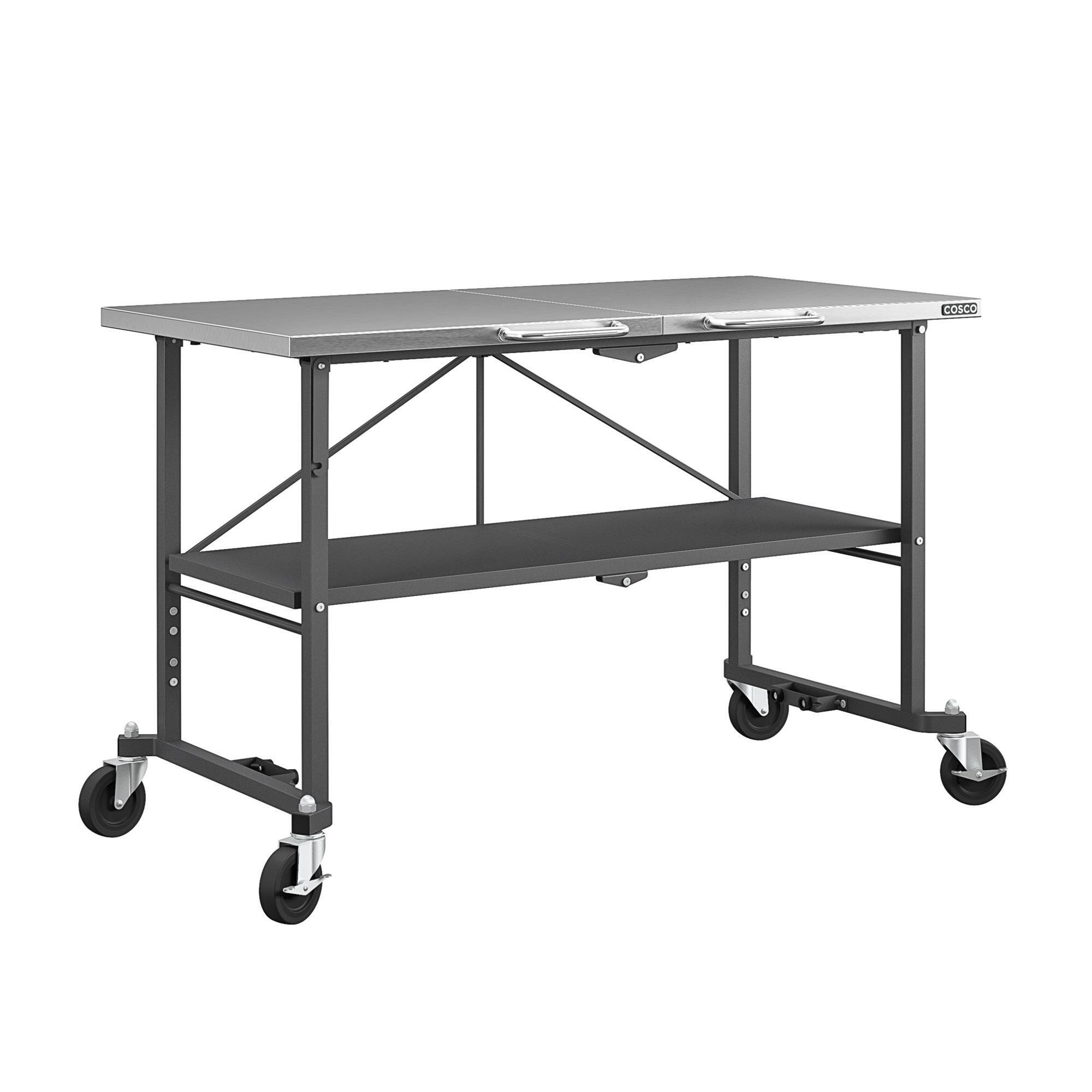 Cosco, Smart Fold Stainless Folding Workbench, Width 14.5 in, Depth 25.51 in, Height 55.25 in, Model# 66771DKG1E